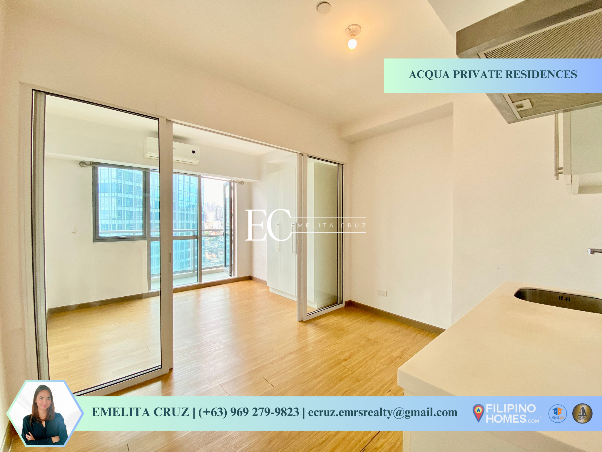 UNFURNISHED 1BR UNIT W/ BALCONY FOR LEASE AT ACQUA PRIVATE RESIDENCES